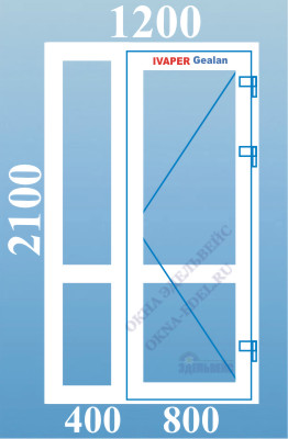 Входная пластиковая дверь ПВХ двухстворчатая с глухой створкой - цена в Санкт-Петербурге. (1200 х 2100 цвет белый/белый).