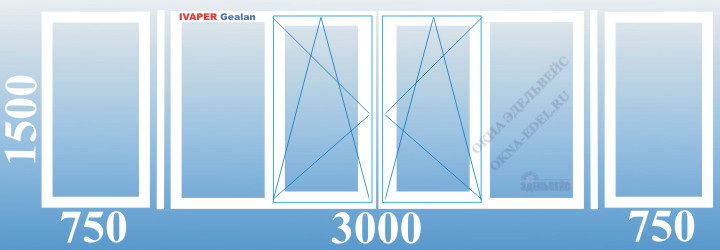 02. Цена. Стоимость. Теплое остекление П-образного балкона 3,0 метра в домах серии 504-д пластиковыми окнами с 2 поворотно-откидными створками Ivaper-Gealan, Veka, Rehau в Санкт-Петербурге.