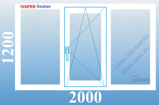 Цена трехстворчатого пластикового окна 2000 х 1200 ПВХ на дачу в Санкт-Петербурге.